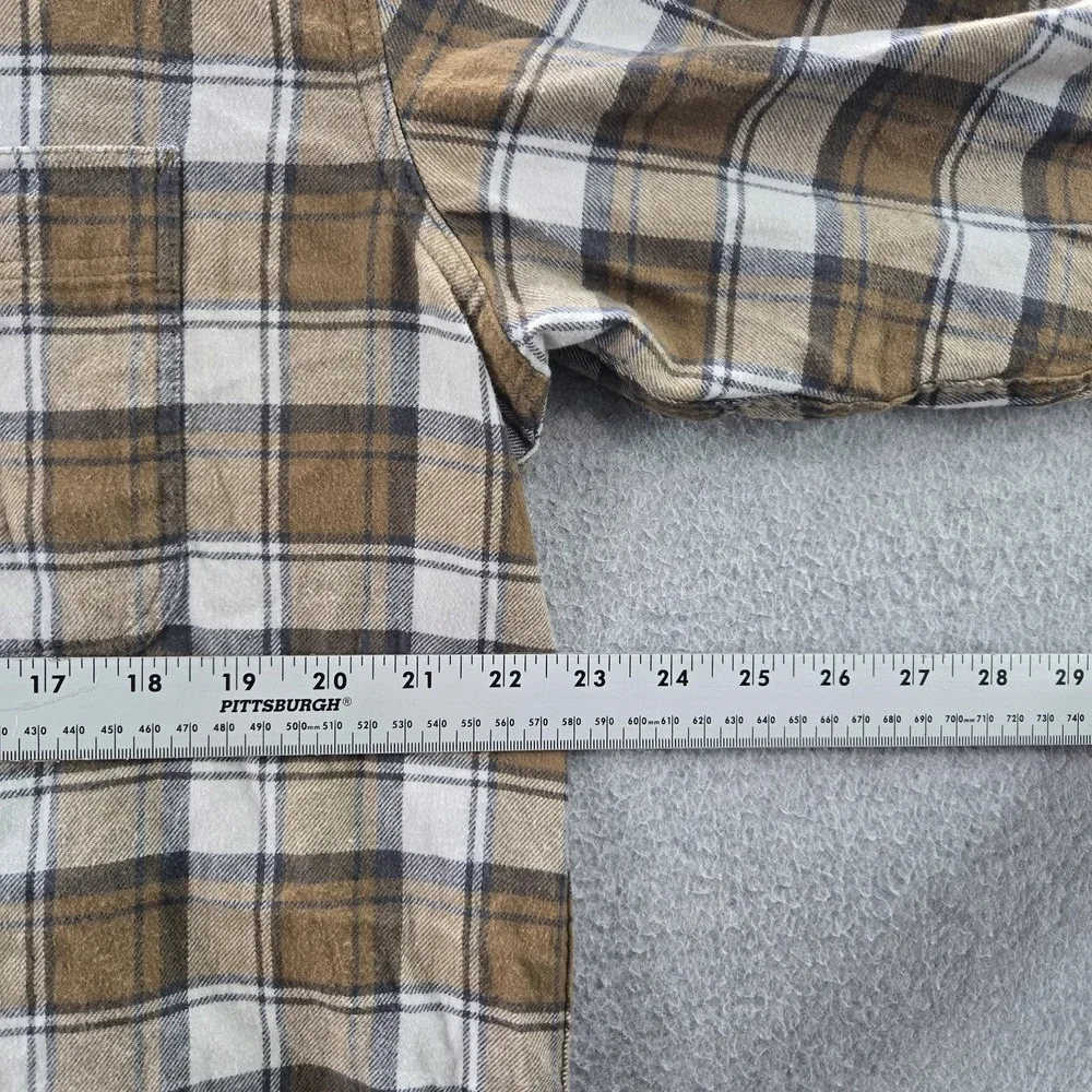 Uniqlo‎ Men Button Up Shirt XL Brown Plaid Flannel Casual Long Sleeve